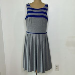 eshakti 💙 Grey & Blue Stripe Sleeveless Midi Dress With Pockets